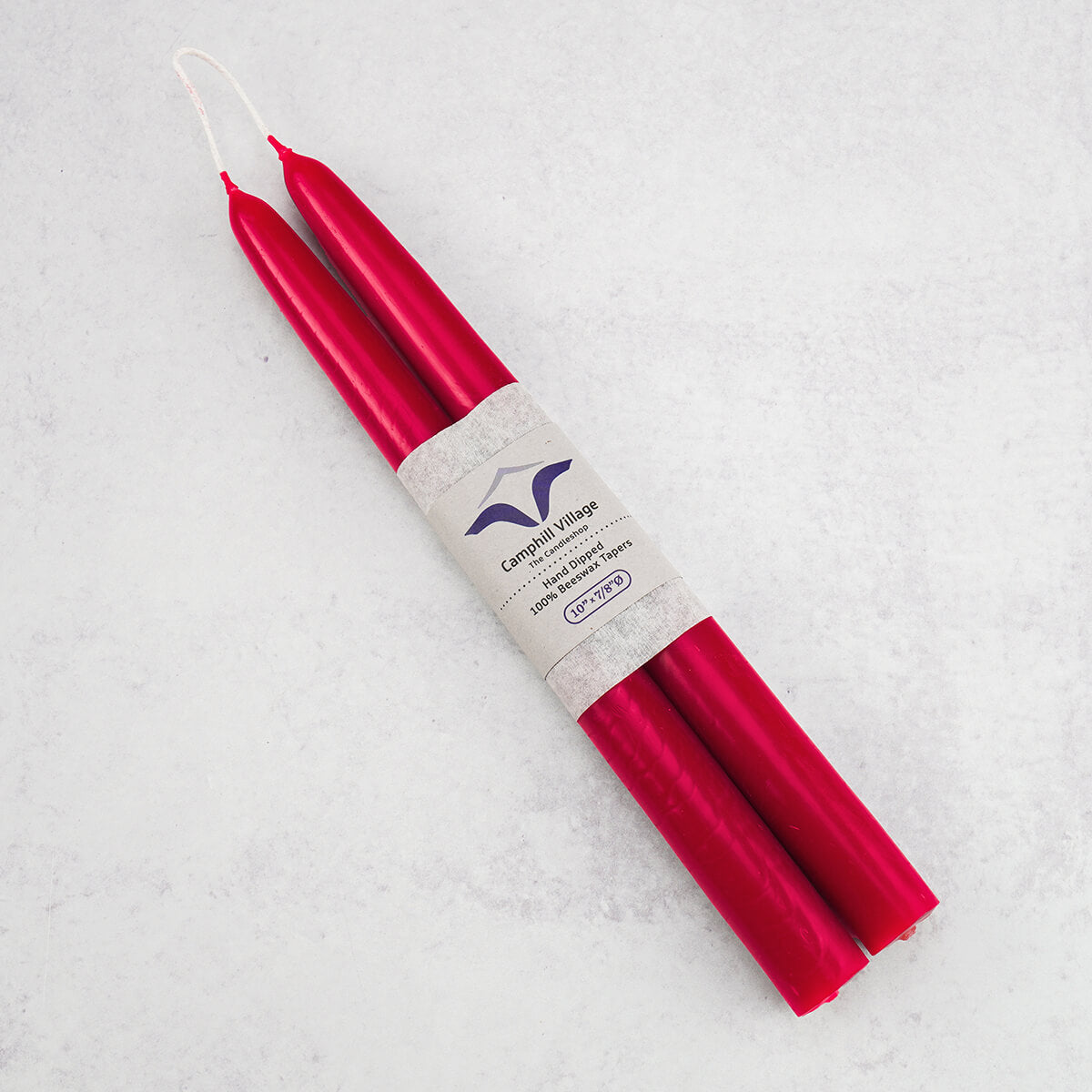 Natural beeswax looped taper candle red